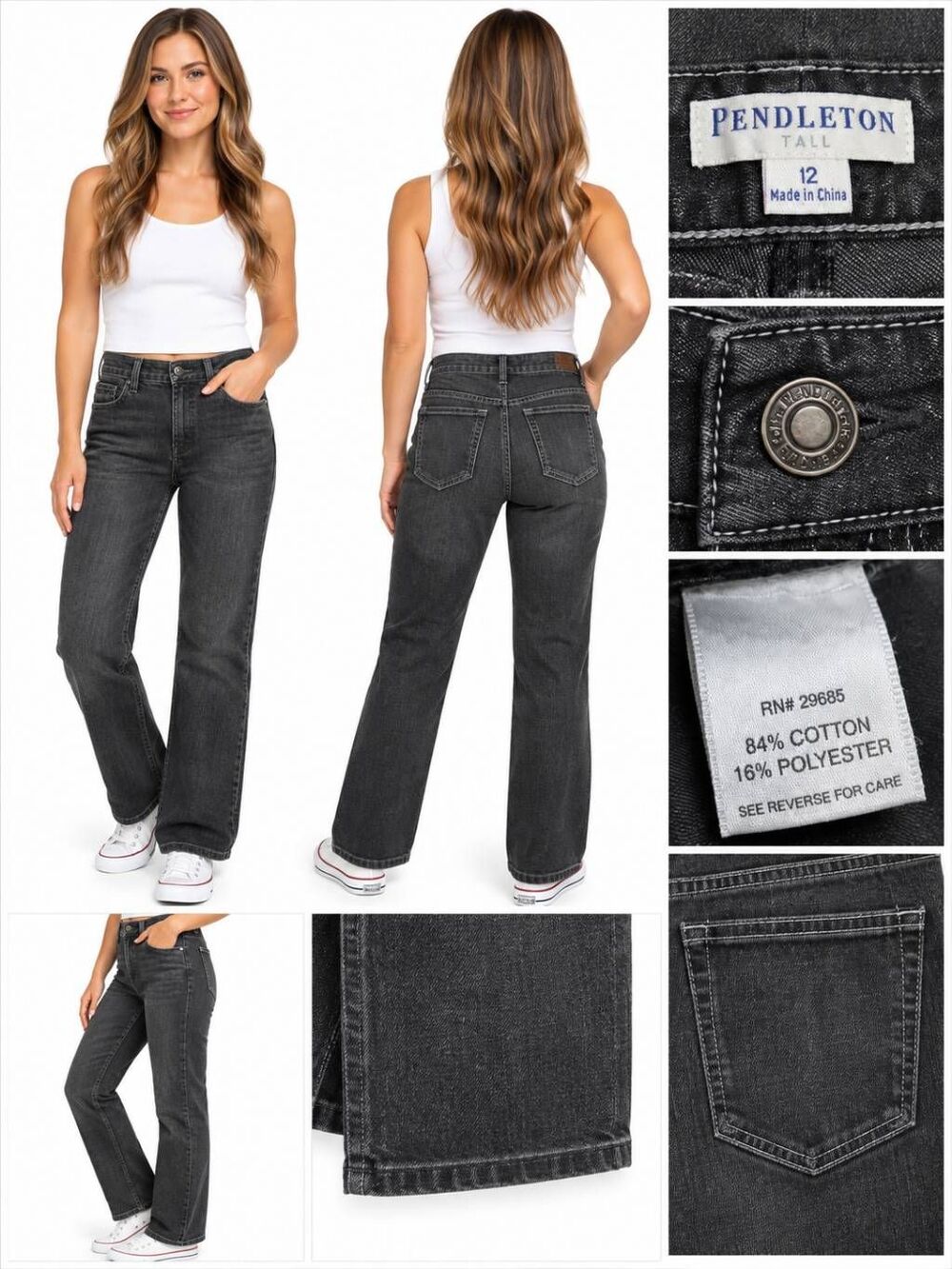 Pendleton Tall Straight Leg Jeans Womens 12 Gray